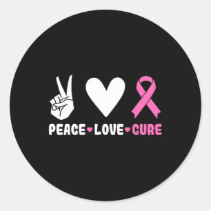 Love Cure Pink Ribbon Breast Cancer Awareness Classic Round Sticker