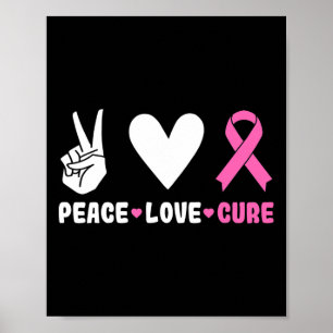 Love Cure Pink Ribbon Breast Cancer Awareness Poster