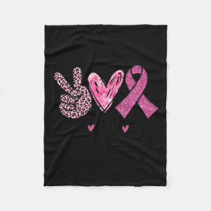 Love Cure Pink Ribbon Breast Cancer Awareness Wome Fleece Blanket
