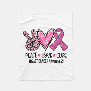 Love Cure Pink Ribbon Breast Cancer Awareness Wome Fleece Blanket