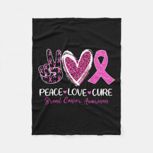 Love Cure Pink Ribbon Breast Cancer Awareness Wome Fleece Blanket