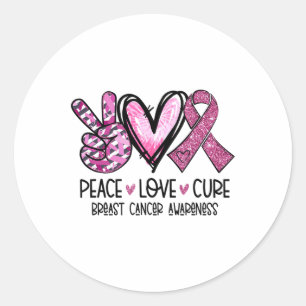 Love Cure Pink Ribbon Cancer Breast Awareness Classic Round Sticker