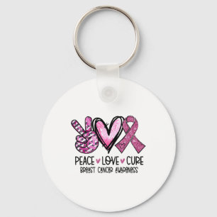 Love Cure Pink Ribbon Cancer Breast Awareness Keychain