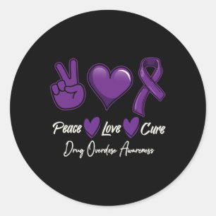Love Cure Purple Drug Overdose Awareness Classic Round Sticker