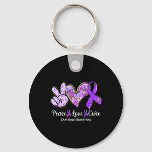 Love Cure Purple Ribbon Overdose Awareness Gifts Keychain