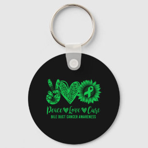 Love Cure Sunflower Bile Duct Cancer Awareness War Keychain