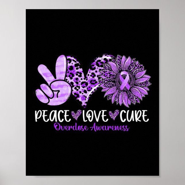 Love Cure Sunflower Leopard Overdose Awareness  Poster (Front)