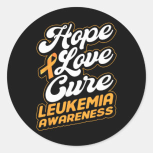 Love Cure Support Leukaemia Awareness Ribbon Classic Round Sticker
