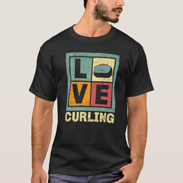 Love Curling Curler Sport Curling Stone T-Shirt (Front)