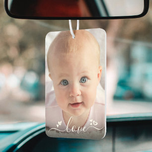 Love Custom 2 Photo Script Hearts Personalized Air Freshener