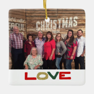 Love Custom 2-Sided Family Photo Christmas Ceramic Ornament