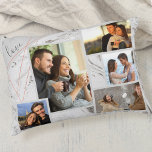 Love - Custom 5 Photo Collage - Grey White Marble Accent Pillow<br><div class="desc">Stylish accent pillow which you can personalize with 5 of your favourite photos. The template is set up ready for you to add your photos, working from left to right. Your photos are set against a modern watercolor marble in grey and white, with an elegant geometric design in grey and...</div>
