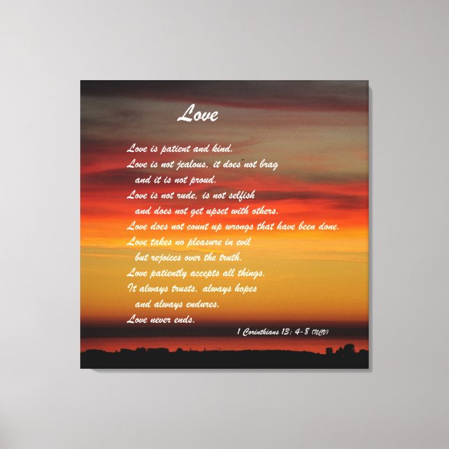 "Love" Custom Art Print with 1 Corinthians 13: 4-8 (Front)