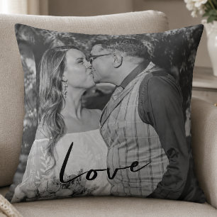 Love Custom Black and White Photo Throw Pillow