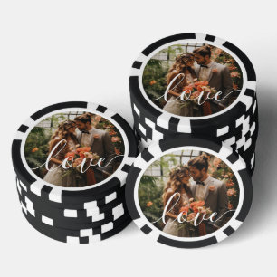 'Love' Custom couple photo Poker Chips