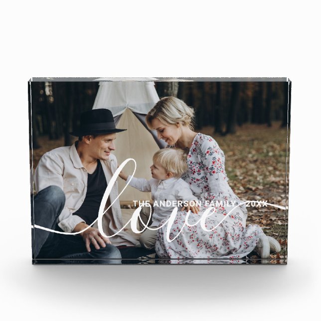 'Love' Custom family photo with custom name Block (Front)