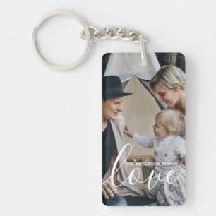 'Love' Custom family photo with custom name Keychain
