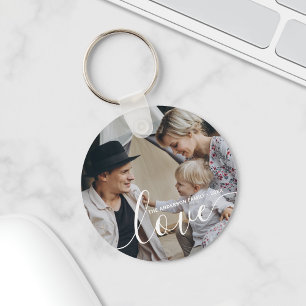 'Love' Custom family photo with custom name Keychain