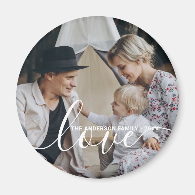 'Love' Custom family photo with custom name Magnet (Front)