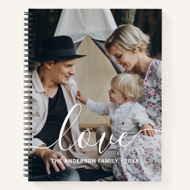 'Love' Custom family photo with custom name Notebook (Front)
