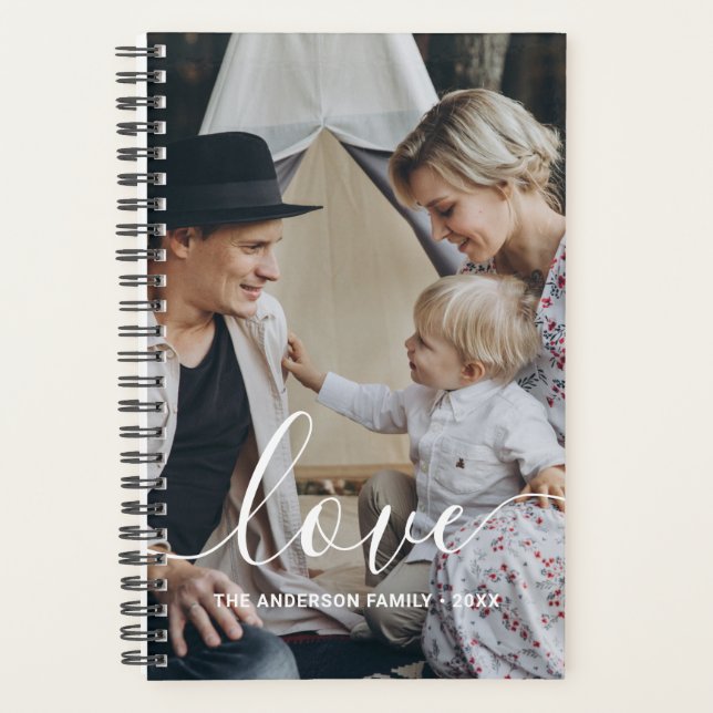 'Love' Custom family photo with custom name Planner (Front)