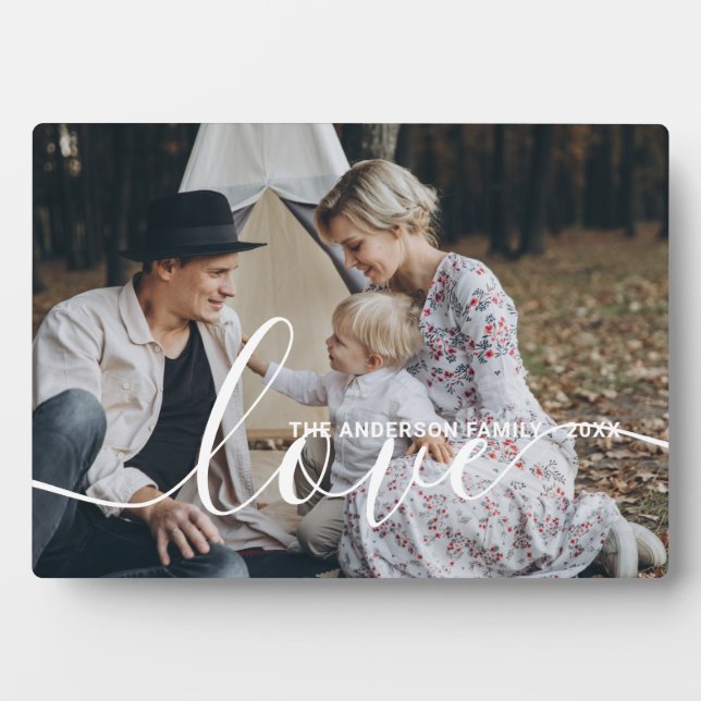 'Love' Custom family photo with custom name Plaque (Front)