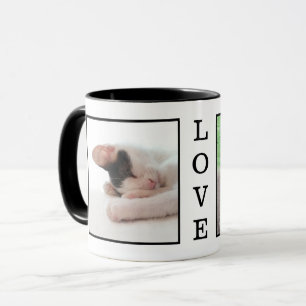 LOVE Custom Photo Family Pet Pictures Black White Mug