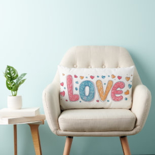 Love Cute Colourful Slogan Lumbar Pillow