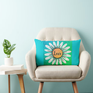 LOVE Cute Daisy Flower Lumbar Pillow