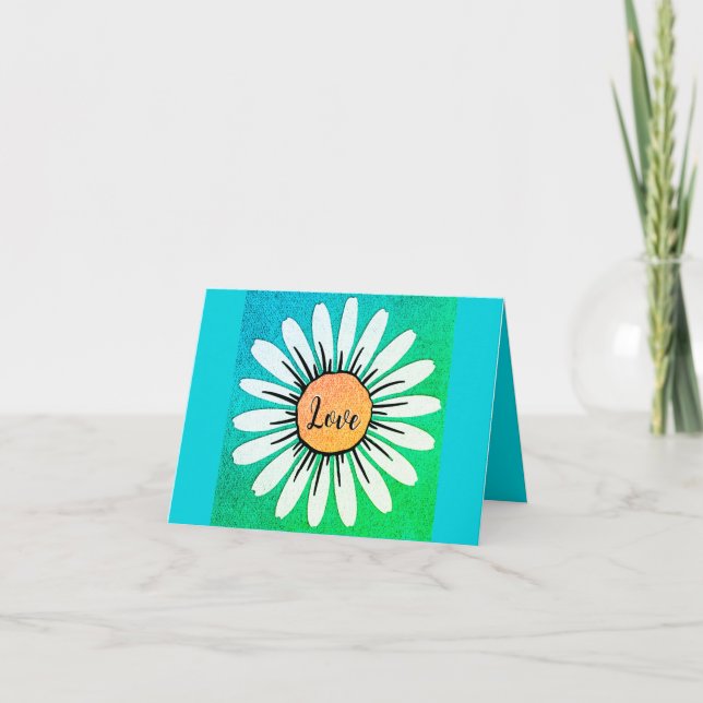 LOVE Cute Daisy Flower Valentine's  Card (Front)