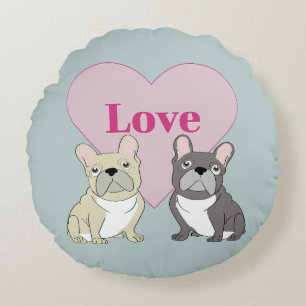 Love - cute dogs round pillow
