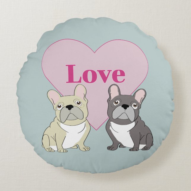 Love - cute dogs round pillow (Front)