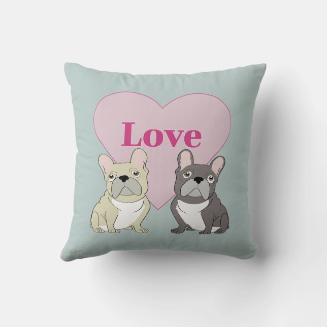 Love - cute dogs throw pillow (Back)