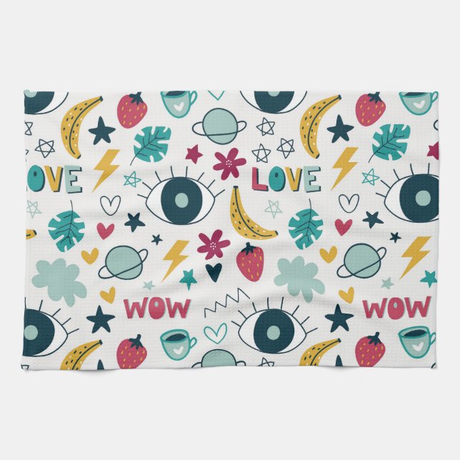 Love cute eye design kitchen towel (Horizontal)