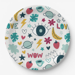 Love cute eye design      paper plate