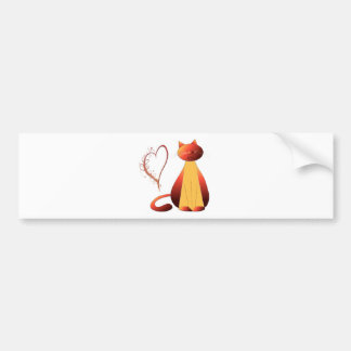Love Cute Ginger Cat Digital Art Bumper Sticker