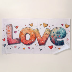 Love Cute Graffiti Beach Towel