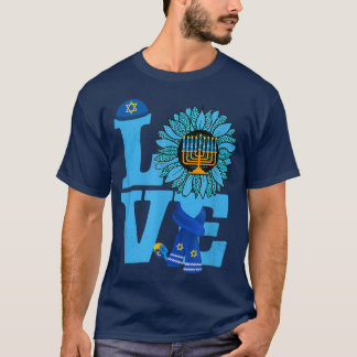 Love Cute Hanukkah Decoration Menorah Matching Fam T-Shirt