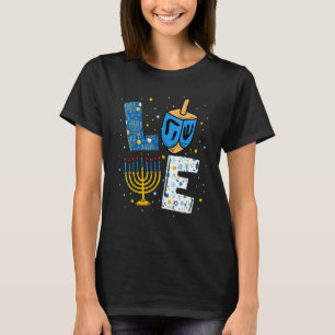 LOVE Cute Hanukkah Decorations Dreidel Menorah Cha T-Shirt