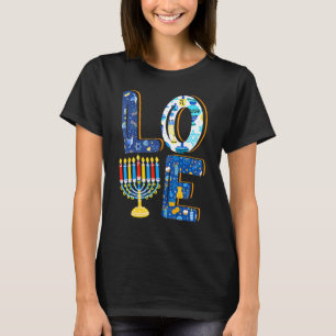 Love Cute Hanukkah Decorations Dreidel Menorah Cha T-Shirt