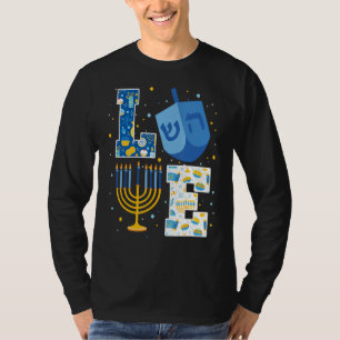 Love Cute Hanukkah Decorations Dreidel Menorah Cha T-Shirt