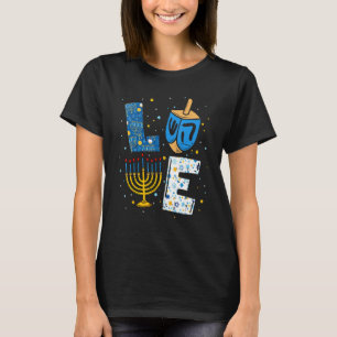 LOVE Cute Hanukkah Decorations Dreidel Menorah Cha T-Shirt