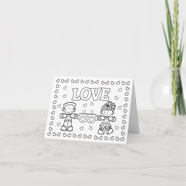 LOVE Cute Kidz Valentine's Day Coloring Card (Front)