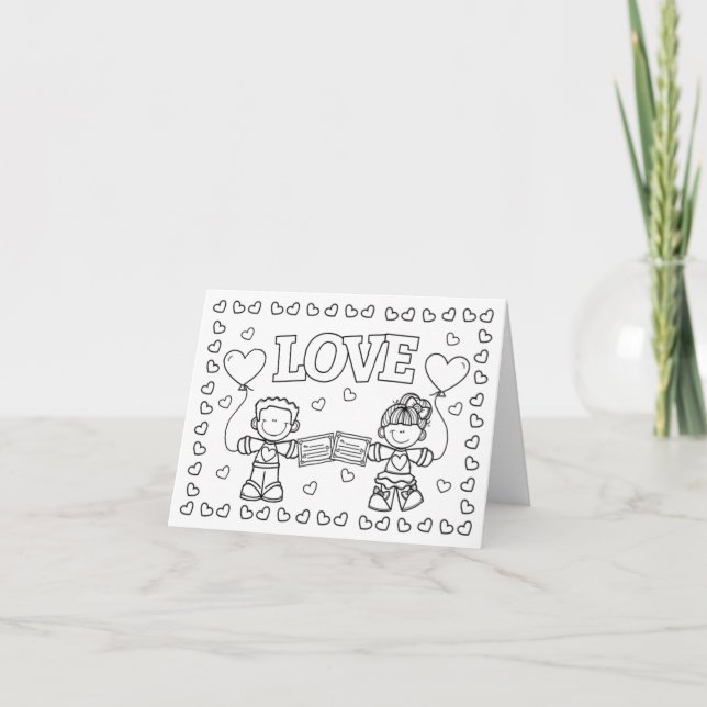LOVE Cute Kidz Valentine's Day Coloring Card (Front)