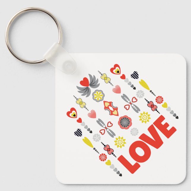 LOVE Cute Minimalist Anniversary  Keychain (Front)