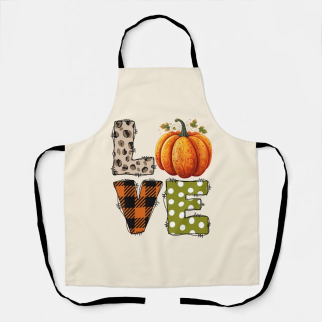 LOVE – Cute Pumpkin & Polka Dot Letters Apron (Front)