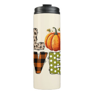 LOVE – Cute Pumpkin & Polka Dot Letters Thermal Tumbler