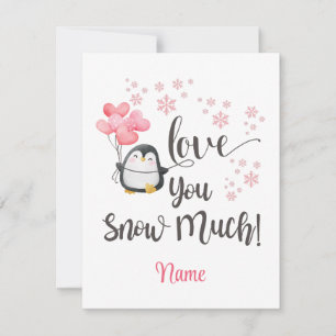 Love - Cute Valentine Penguin Personalized Card