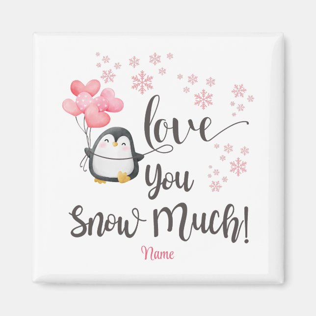 Love - Cute Valentine Penguin Personalized Magnet (Front)