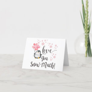Love - Cute Valentine Penguin Personalized Thank You Card